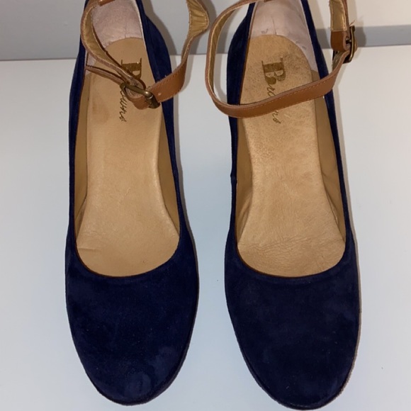 Browns Wedge Sandal Suede Navy - Picture 2 of 8